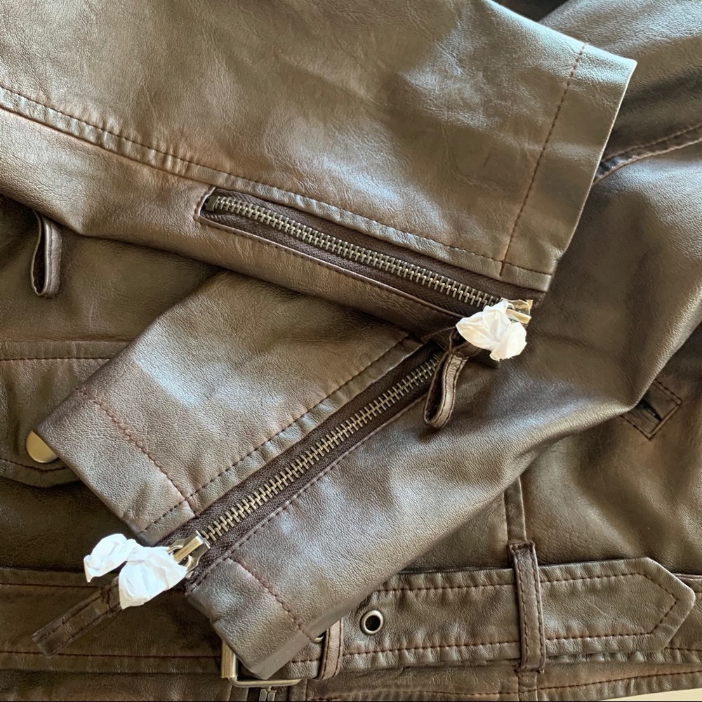 🌸New🌸 Max Studio Faux Leather Moto Jacket Sz L - Picture 9 of 10
